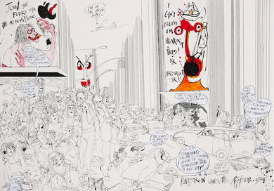 Ralph Steadman Join The Future With the Me, Me Phone Print